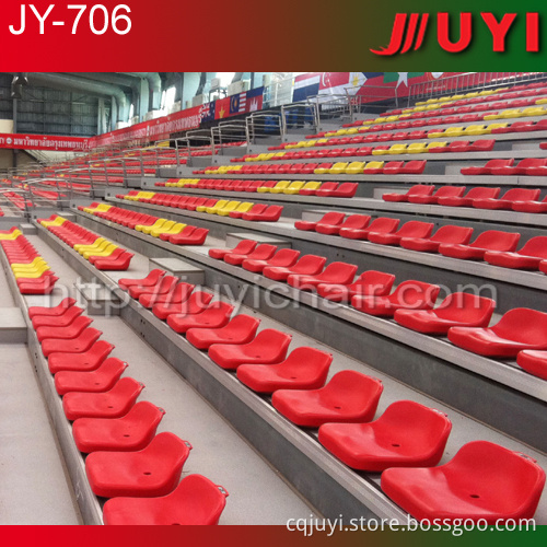 JY-706 telescopic tribune folding stand steel frame plastic seat bleacher telescopic tribune